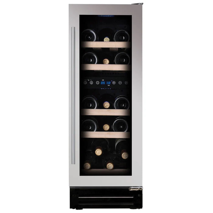 Dunavox Flow-17 - Unterbau Weinklimaschrank (Zwei Zonen) - 17 Flaschen - Schwarzes Glas