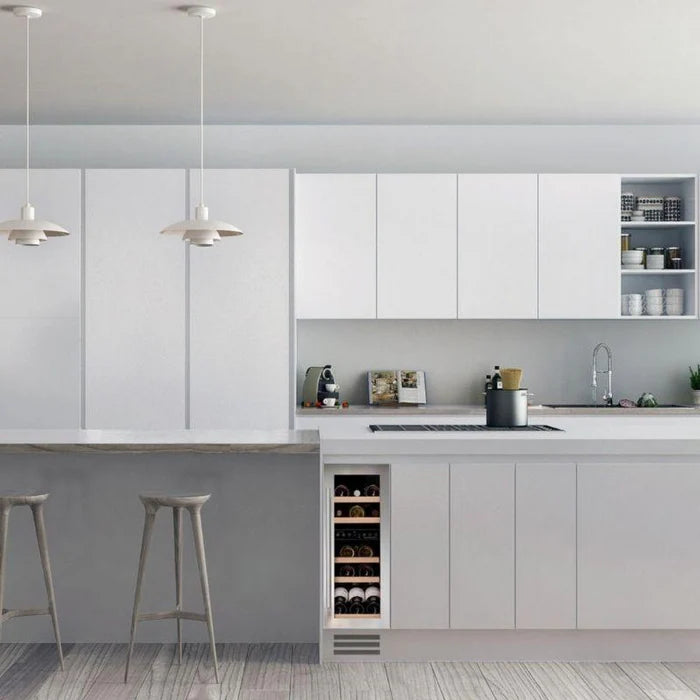 Dunavox Flow-17 - Unterbau Weinklimaschrank (Zwei Zonen) - 17 Flaschen - Schwarzes Glas