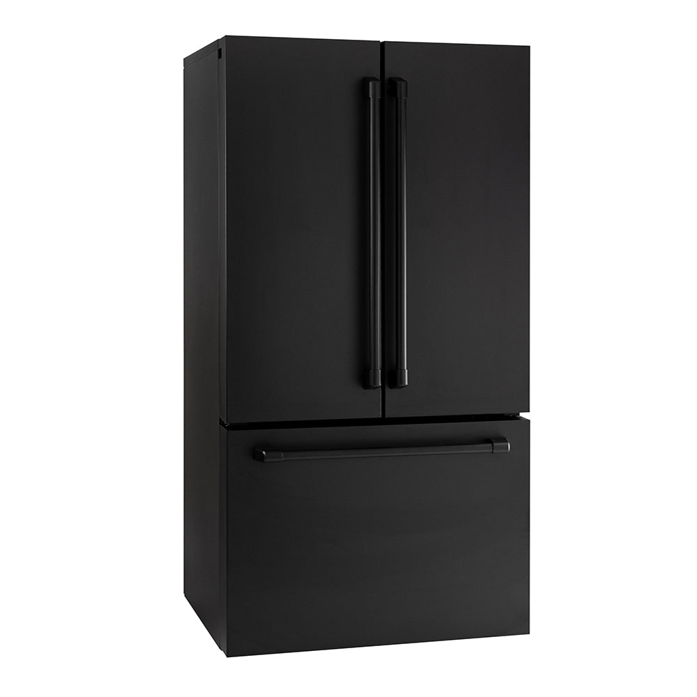 ioMabe INO27JSPF 8BM-CBM Vrijstaande Koelkast 91 cm Mat Zwart Zwarte Grepen