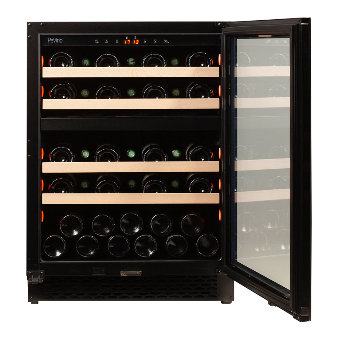 PeVino wijnklimaatkast Majestic 39 zwart glazen front (dubbele zone) - 39 flessen
