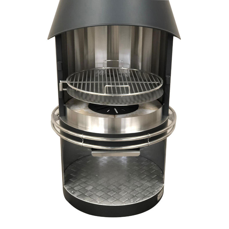 Passionsgrill Gartenkamin / Grill Edelstahl - PASSION - Ø70 x 233 cm