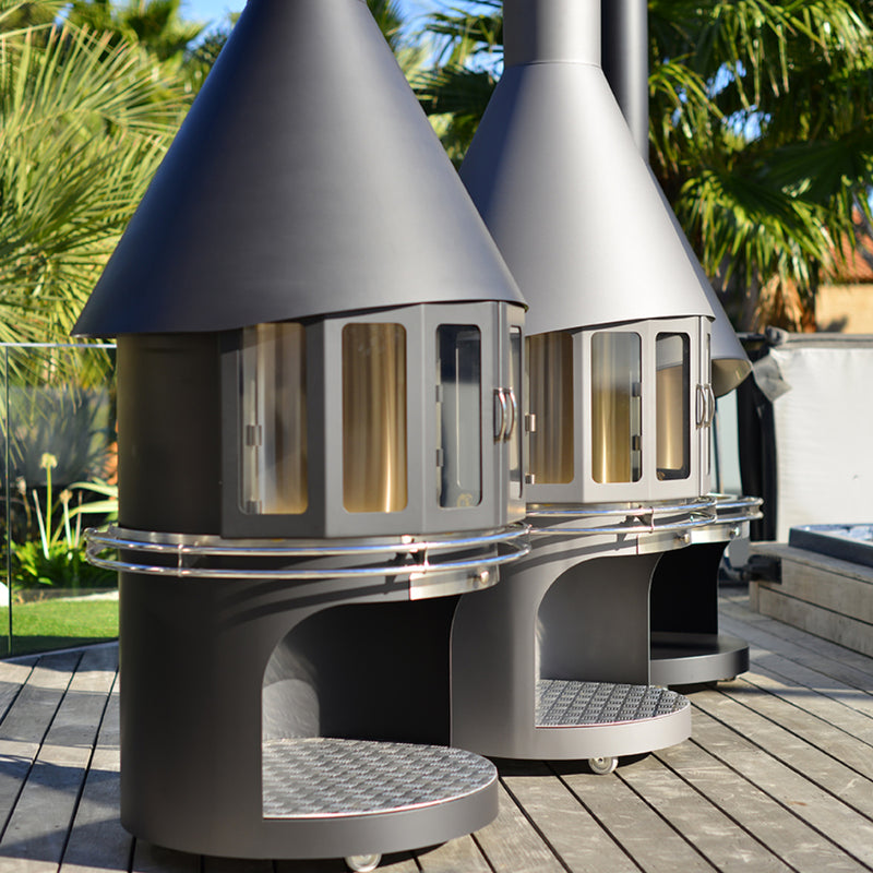 Passionsgrill Gartenkamin / Grill Edelstahl - SHINE XL - Ø100 x 250 cm