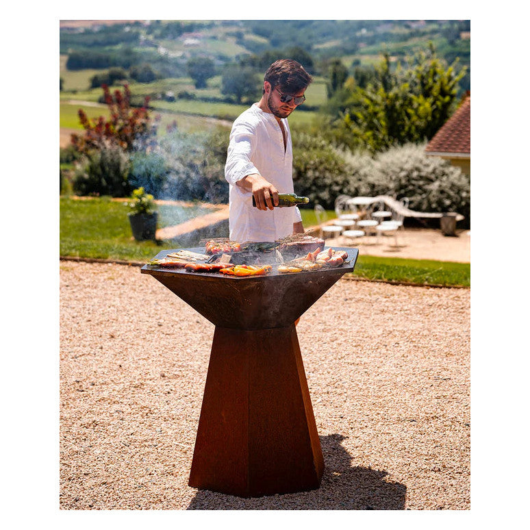 Brasero Hexagone bbq-plancha-festin-cortenstaal-105 Brasero vooraanzicht | XARO