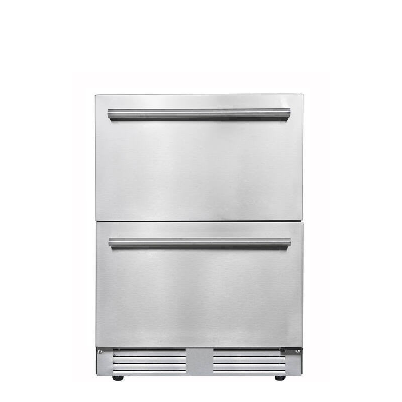 Frigelux RE2T136A buitenkoelkast dubbele deur 136L RVS vooraanzicht | XARO
