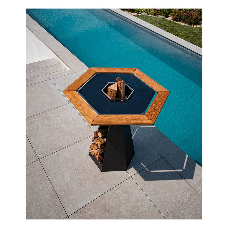Brasero Hexagone houten-rand-agape-85-brasero-hexagone Brasero accessoire vooraanzicht | XARO