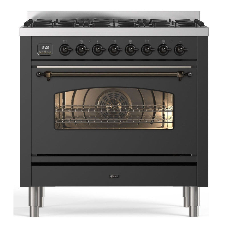 ILVE NE3-MG Gasfornuis mat grafiet P096NE3-MG vooraanzicht | XARO