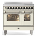 ILVE PDI096NE3-AW Inductiefornuis antiek wit 65L + 57L vooraanzicht | XARO