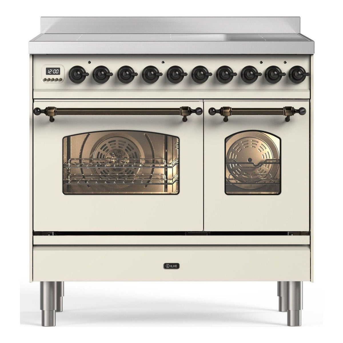 ILVE PDI096NE3-AW Inductiefornuis antiek wit 65L + 57L vooraanzicht | XARO