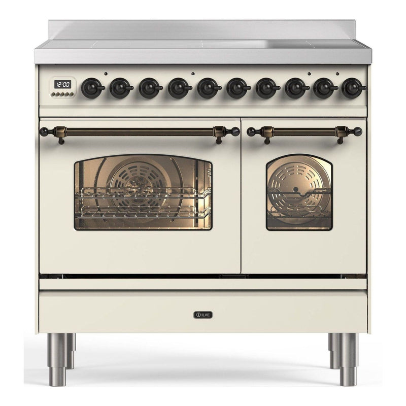 ILVE PDI096NE3-AW Inductiefornuis antiek wit 65L + 57L vooraanzicht | XARO