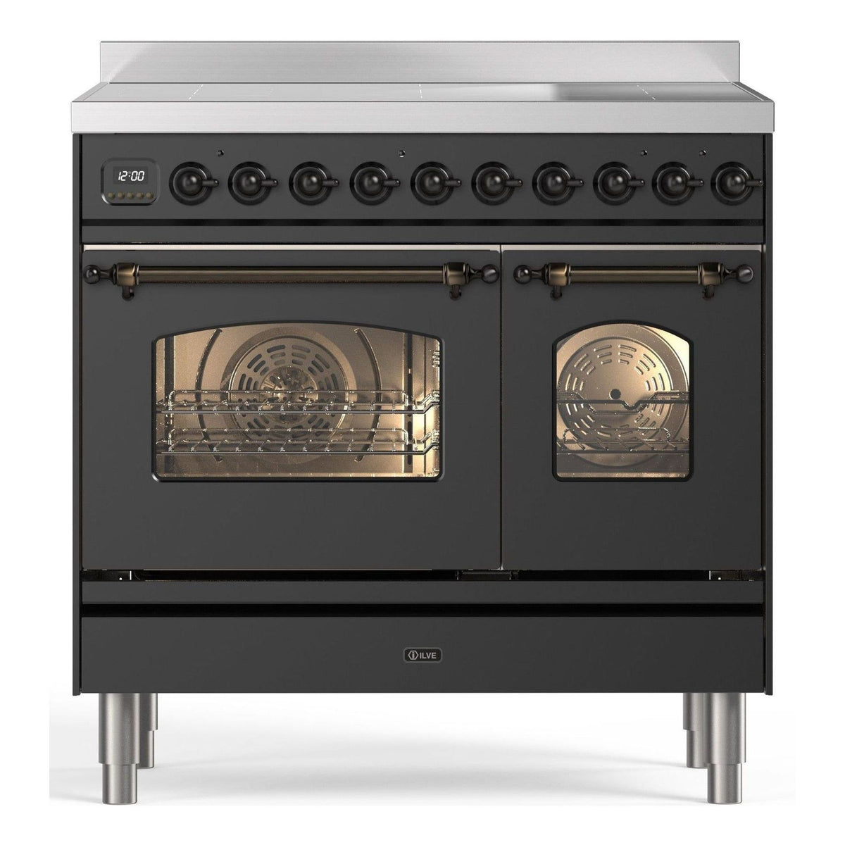 ILVE PDI096NE3-MG Inductiefornuis mat grafiet 65L + 57L vooraanzicht | XARO