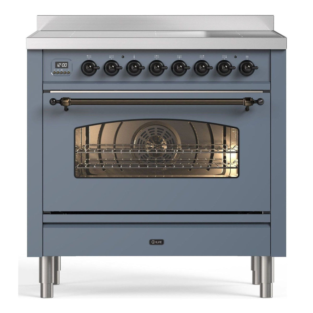 ILVE PI096NE3-BG Inductiefornuis blauw grijs PI096NE3-BG vooraanzicht | XARO