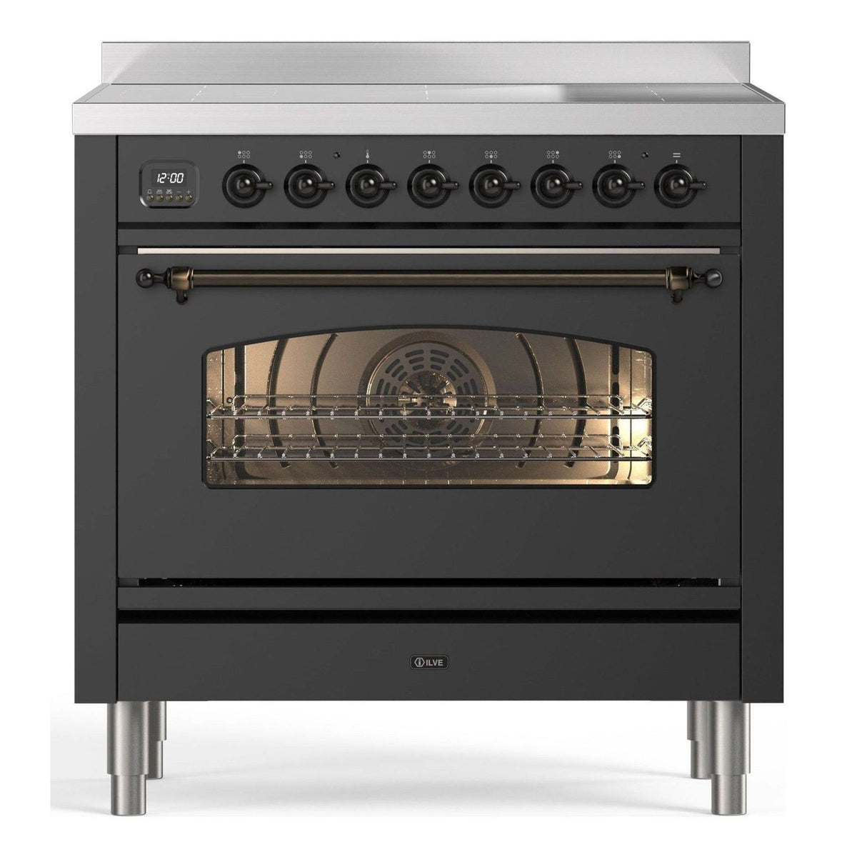 ILVE PI096NE3-MG Inductiefornuis mat grafiet PI096NE3-MG vooraanzicht | XARO