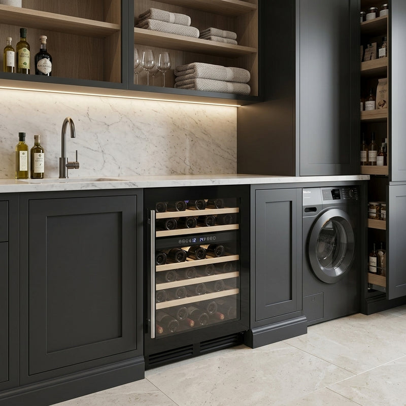 ioMabe IOW51DDBB Unterbau Weinkühlschrank Dual Zone 51 Flaschen Schwarz