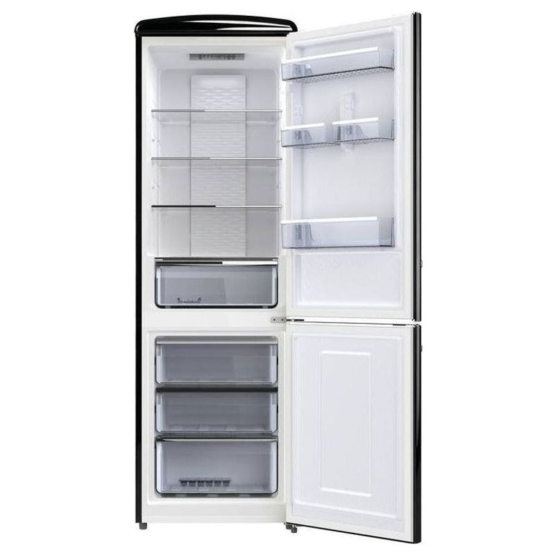 Frigelux CBNF330RND retro koelkast zwart 330L detail | XARO
