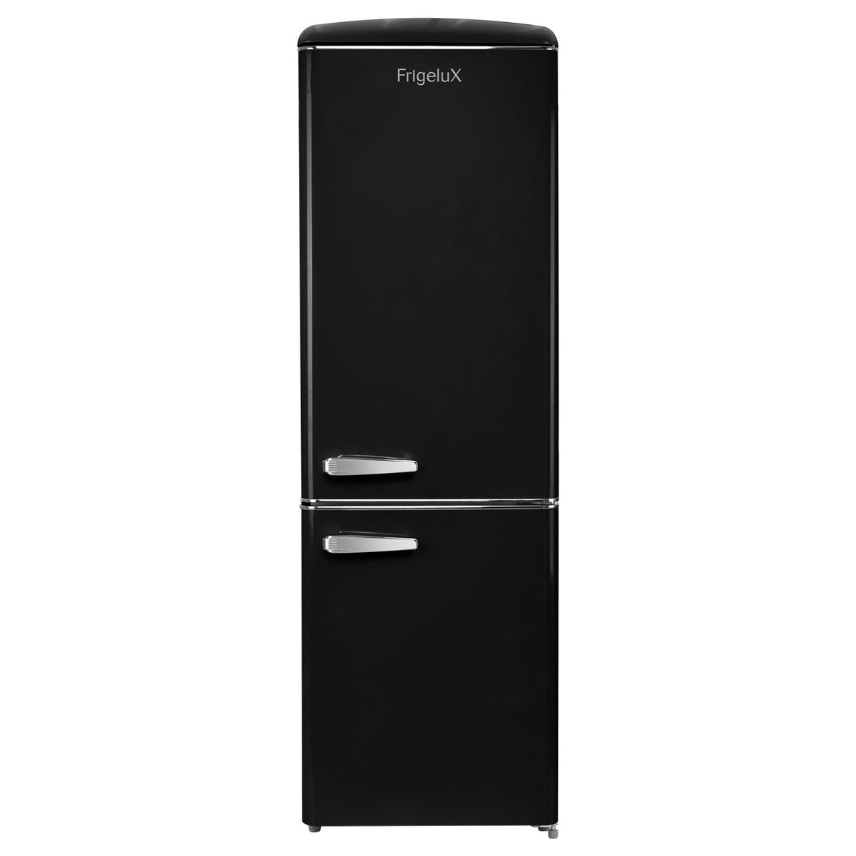 Frigelux CBNF330RND retro koelkast zwart 330L vooraanzicht | XARO